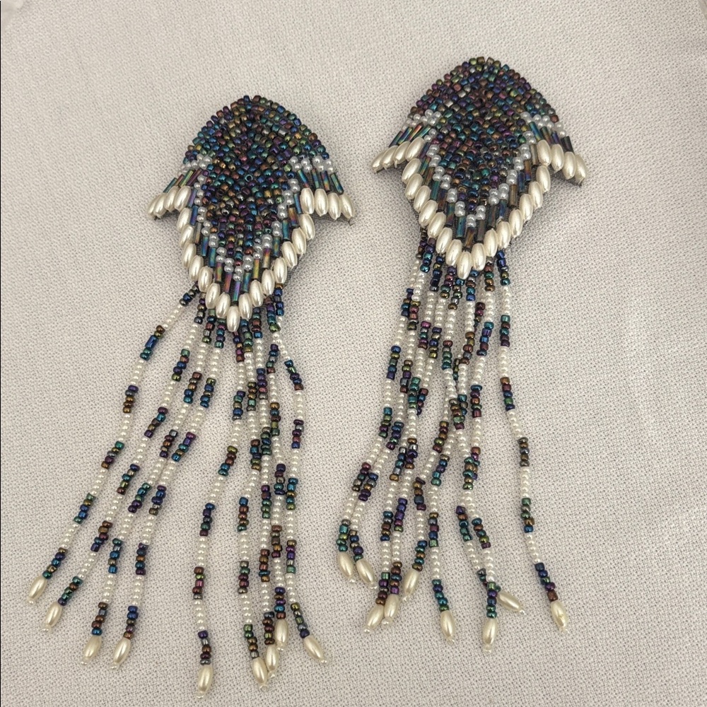 Vintage clip-on Elegant Multicolor Beaded Earrings